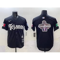 Men Texas Rangers Team Big Logo Black Mexico 2025 Vapor Premier Limited Stitched Baseball Jersey 1