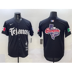 Men Texas Rangers Team Big Logo Black Mexico 2025 Vapor Premier Limited Stitched Baseball Jersey