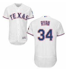 Mens Majestic Texas Rangers 34 Nolan Ryan White Home Flex Base Authentic Collection MLB Jersey
