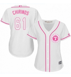 Womens Majestic Texas Rangers 61 Robinson Chirinos Replica White Fashion Cool Base MLB Jersey 