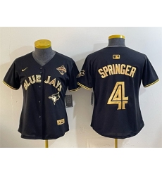 Women Toronto Blue Jays 4 George Springer Black Gold 2025 American League Champions Limited Stitched Baseball Jersey 