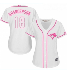 Womens Majestic Toronto Blue Jays 18 Curtis Granderson Replica White Fashion Cool Base MLB Jersey 