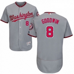 Mens Majestic Washington Nationals 8 Brian Goodwin Grey Road Flex Base Authentic Collection MLB Jersey