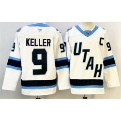 Men Utah Mammoth 9 Clayton Keller White 2025 With C Patch Stitched Jersey