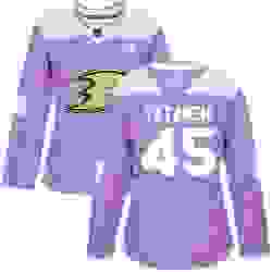Womens Adidas Anaheim Ducks 45 Sami Vatanen Authentic Purple Fights Cancer Practice NHL Jersey 