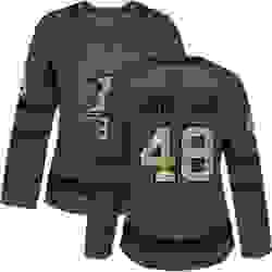 Womens Adidas Anaheim Ducks 48 Isac Lundestrom Authentic Green Salute to Service NHL Jersey 