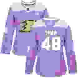Womens Adidas Anaheim Ducks 48 Logan Shaw Authentic Purple Fights Cancer Practice NHL Jersey 