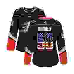 Womens Adidas Anaheim Ducks 50 Benoit Olivier Groulx Authentic Black USA Flag Fashion NHL Jersey 