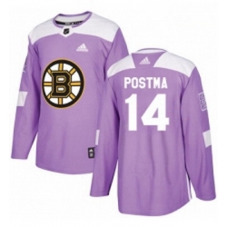 Youth Adidas Boston Bruins 14 Paul Postma Authentic Purple Fights Cancer Practice NHL Jersey 