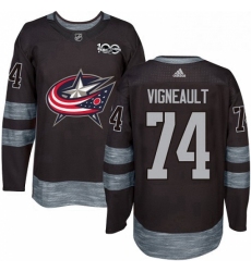 Mens Adidas Columbus Blue Jackets 74 Sam Vigneault Authentic Black 1917 2017 100th Anniversary NHL Jersey 