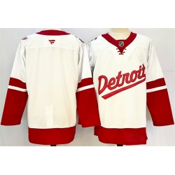Men Detroit Red Wings Blank White Red 2024 25 Stitched Jersey