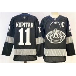 Men Los Angeles Kings 11 Anze Kopitar Black With C Patch Alternate Stitched Hockey Jersey