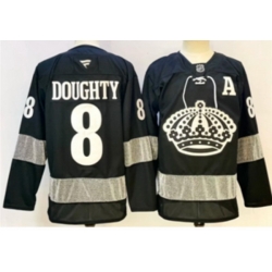 Men Los Angeles Kings 8 Drew Doughty Black With A Patch Alternate Stitched Hockey Jersey