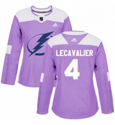 Womens Adidas Tampa Bay Lightning 4 Vincent Lecavalier Authentic Purple Fights Cancer Practice NHL Jersey 