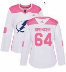 Womens Adidas Tampa Bay Lightning 64 Matthew Spencer Authentic WhitePink Fashion NHL Jersey 