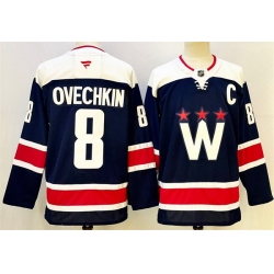 Men Washington Capitals 8 Alexander Ovechkin Navy With C Patch Stitched Hockey Jersey