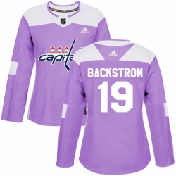 Womens Adidas Washington Capitals 19 Nicklas Backstrom Authentic Purple Fights Cancer Practice NHL Jersey 