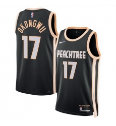 Men Atlanta Hawks 17 Onyeka Okongwu Black 2025 26 City Edition Stitched Jersey