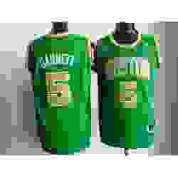 Celtics 5 Kevin Garnett Stitched Green Gold Number NBA Jersey