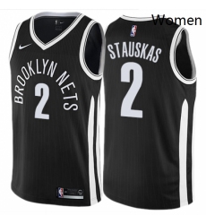 Womens Nike Brooklyn Nets 2 Nik Stauskas Swingman Black NBA Jersey City Edition 