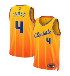 Men Charlotte Hornets 4 Sion James Orange 2025 26 City Edition Stitched Basketball Jersey