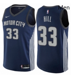 Mens Nike Detroit Pistons 33 Grant Hill Swingman Navy Blue NBA Jersey City Edition