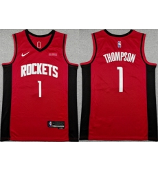 Men Houston Rockets 1 Amen Thompson Red Icon Edition Stitched Jersey