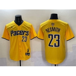 Men Indiana Pacers 23 Aaron Nesmith Yellow 2025 Finals Vapor Stitched Baseball Jersey