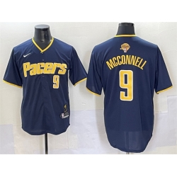 Men Indiana Pacers 9 T J  McConnell Navy 2025 Finals Vapor Stitched Baseball Jersey
