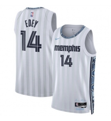 Men Memphis Grizzlies 14 Zach Edey White 2025 26 City Edition Stitched Basketball Jersey