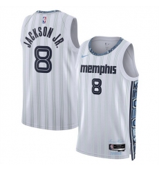 Men Memphis Grizzlies 8 Jaren Jackson Jr  White 2025 26 City Edition Stitched Basketball Jersey