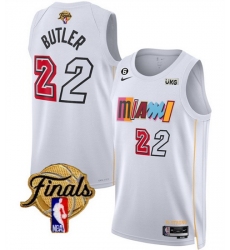 Men Miami Heat 22 Jimmy Butler White 2023 Finals City Edition With NO 6 Patch Stitched Basketball Jersey