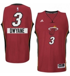 Mens Adidas Miami Heat 3 Dwyane Wade Authentic Red 2014 15 Christmas Day NBA Jersey