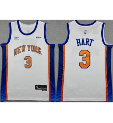 Men New Yok Knicks 3 Josh Hart White 2024 25 City Edition Stitched Basketball Jersey