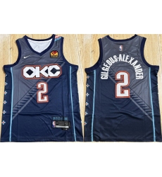 Men Oklahoma City Thunder 2 Shai Gilgeous Alexander Navy Stitched Basketball Jersey
