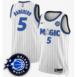 Men Orlando Magic 5 Paolo Banchero White 2025 New Generation of Magic Stitched Basketball Jersey