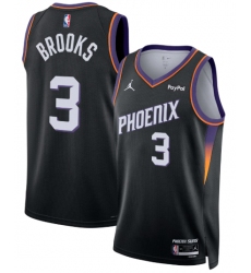 Men Jordan Brand Black Phoenix Suns Dillon Brooks #3 Swingman Badge Jersey Statement Edition