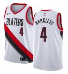 Mens Nike Portland Trail Blazers 4 Moe Harkless Authentic White Home NBA Jersey Association Edition 