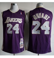 Men Los Angeles Lakers Kobe Bryant 24 Mitchell Ness Rice Purple NBA Jersey