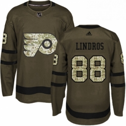 Mens Adidas Philadelphia Flyers 88 Eric Lindros Premier Green Salute to Service NHL Jersey 