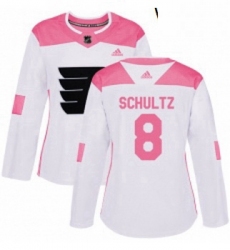 Womens Adidas Philadelphia Flyers 8 Dave Schultz Authentic WhitePink Fashion NHL Jersey 