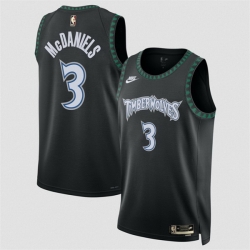 Men Minnesota Timberwolves 3 Jaden McDaniels Black 2025 Classic Edition Stitched Jersey