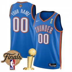 Men Oklahoma City Thunder Active Player Custom Blue 2025 Finals Patch And Finals Champions Patch Icon Edition Stitched Basketball Jersey