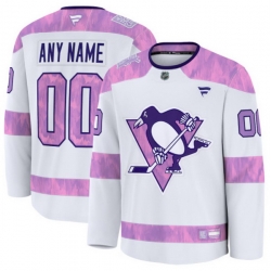 Men Women Youth Pittsburgh Penguins Fanatics 2024 Hockey Fights Cancer Custom Practice Jersey White