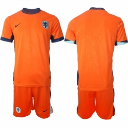 Men Netherlands Custom Orange 2024 25 Home Soccer Jersey Suit