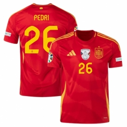 Men Spain Team 26 Pedri Scarlet 2024 Home Soccer Jersey