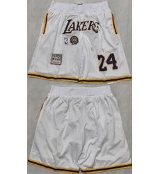 Men Los Angeles Lakers 24 Kobe Bryant White 2025 Shorts  