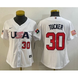 Women's USA Baseball #30 Kyle Tucker Number 2023 White World Classic Stitched Jerseys