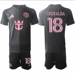 Men Inter Miami CF 18 Jordi Alba 2025 Black Away Soccer Jersey Suit