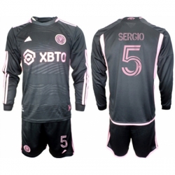 Men Inter Miami CF 5 sergio 2023 24 Black Away Soccer Jersey Suit
